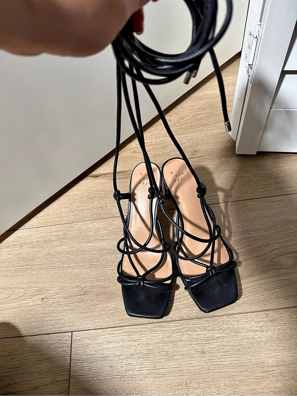 A New Day Black Lace-Up Sandals